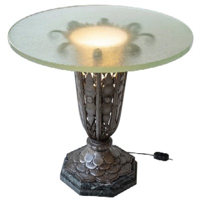 Lighted Wrought Iron Base Table